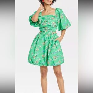 A New Day Vibrant Green Textured Dress